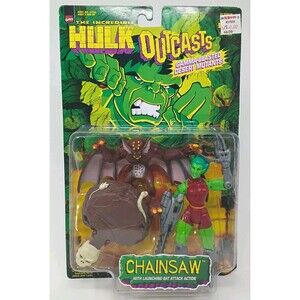 1997 The Incredible Hulk Outcasts- Chainsaw with launching bat action/Marvel New